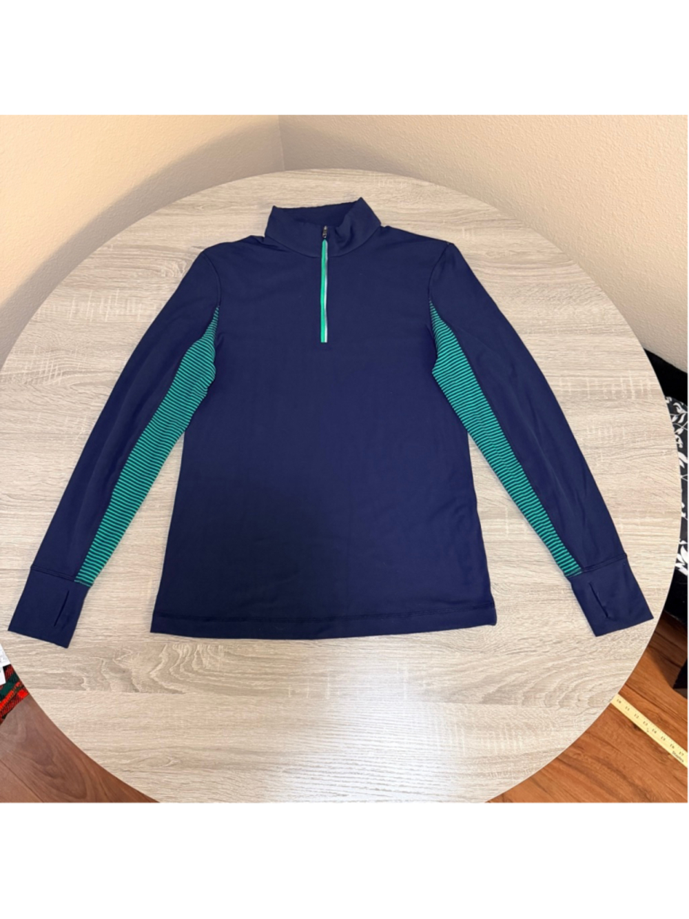 Women's Lululemon 1/2 Zip Pullover Navy Green Thumbholes Size S/M b4 - Picture 11 of 11